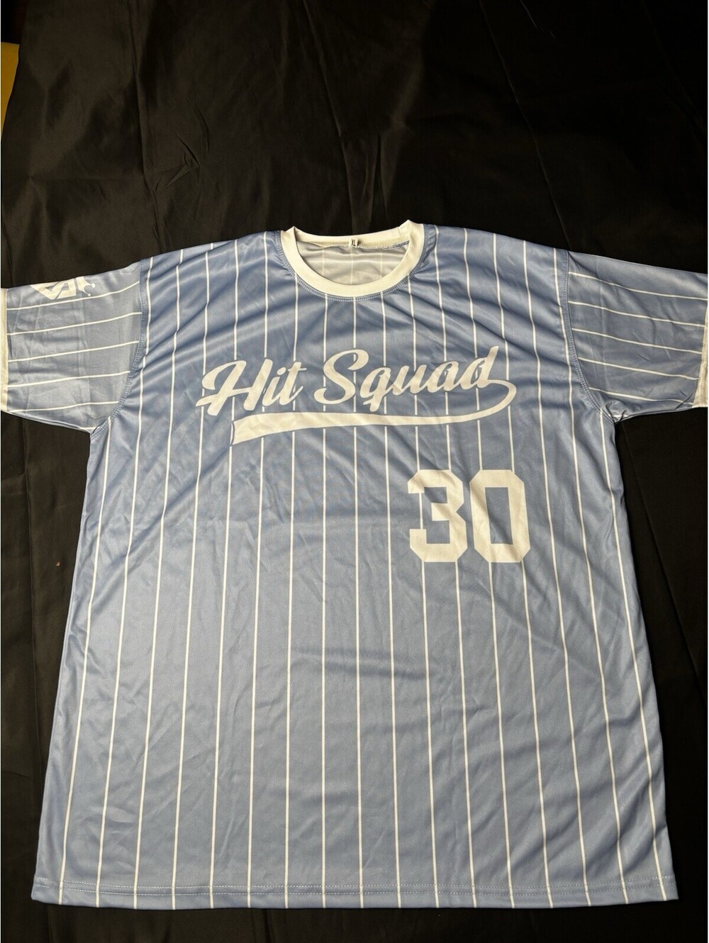 Hit Squad Blue Pinstripe Baseball Jersey with Number 30